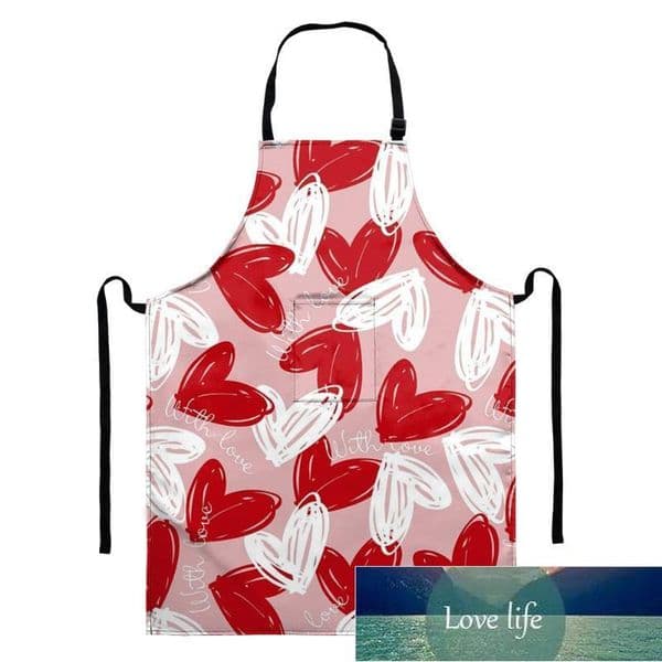 Home Cooking Kitchen Apron Love Heart Design Black Adjustable Buckle Lace Waterproof Cloth Big Pocket Apron Tool for woman Factory price expert design Quality