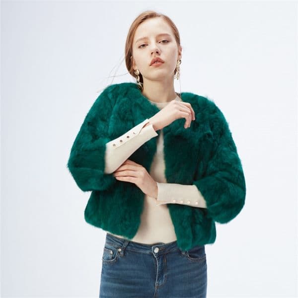 ETHEL ANDERSON 100% Real Rabbit Fur Women's Real Rabbit Fur Coat/Jacket Outwear Beauty Purple Color XXXL Size Coat 211012