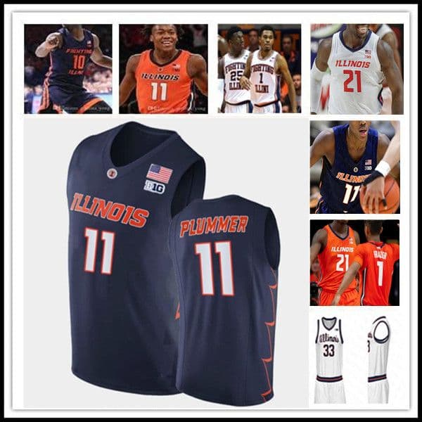 Custom Illinois Fighting Illini College Basketball Jersey Kofi Cockburn Alfonso Plummer Jacob Grandison Trent Frazier Ayo Dosunmu Coleman Hawkins Williams Goode