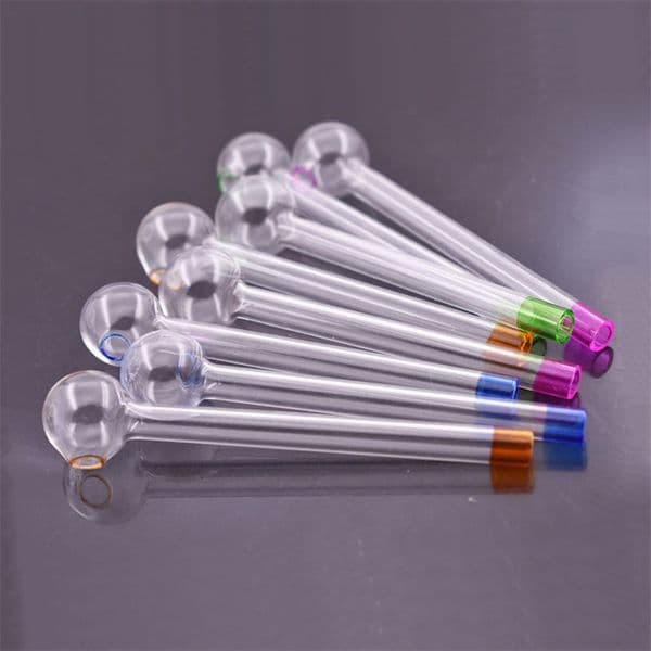 4Inch(10cm) Colorful Pyrex Glass Oil burner pipe cheap transparent Oil Burner Glass Tube Oil Burning Pipe smoking water pipes