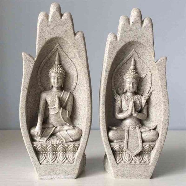 2Pcs Hands Sculptures Buddha Statue Monk Figurine Tathagata India Modern Yoga Nordic Home Decor Office Decoration Accessories 210329