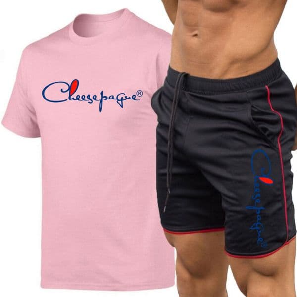 2021 Men Summer Brand Tracksuit Short Sleeve 100% Cotton T-shirt Loose Pants Suit Solid Color Two Piece Set Lounge Clothing