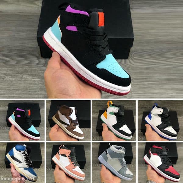 Infants Toddler Children Hi OG kids Jacks Basketball Shoe Mocha Travis Scotts 1S Toddlers 35th Anniversary Trainers AJS1 I Mid PJ Tucker Kim
