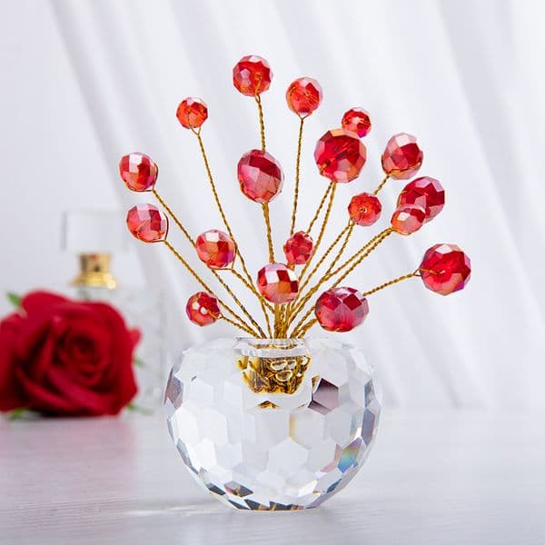 H&D 5 Colors Crystal Beads Prism Money Tree Figurine Glass Art Wealth Lucky Craft Car Interior Ornament Fengshui Home Decor Gift 210318