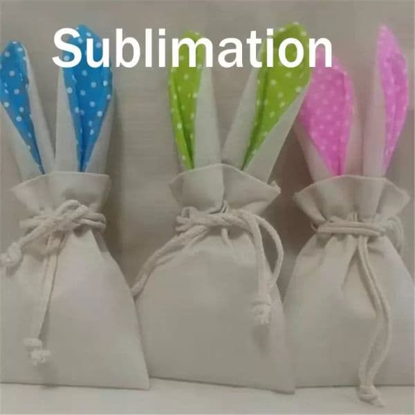 Easter Sublimation Rabbit Egg Sack Small Kids Personalized Easter Gift Candy Bag With String Home Festival Supplies FY5089