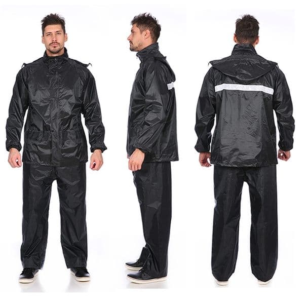 KoKoBin Men And Women Rain Coat Rain Pants Reflective Waterproof Padded Raincoat Split Adult Outdoor Riding Motorcycle Poncho 210320