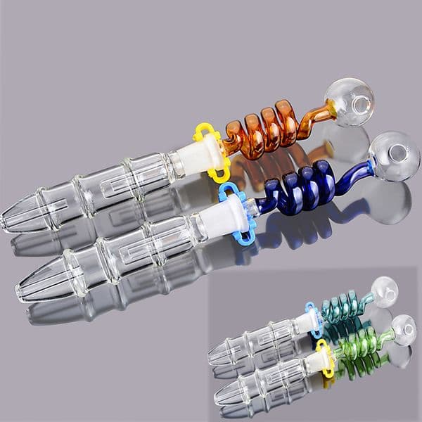 Straight Smoking Pipe Thick Glass Oil Burner Pipes Water Pipes Random Color Glass Bubbler 14mm glass bowl