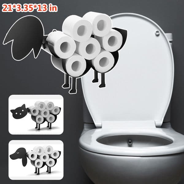 Home Iron Roll Paper Towel Holder Black Sheep Cat Dog Crafts Bathroom Rack Ornaments Toilet Roll Holder Kitchen Bathroom Storage 210320