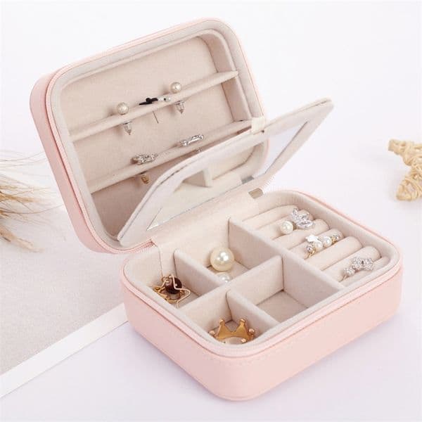 Necklace Storage Box Jewelry Three-layer Double-layer Waterproof PU Round Square Portable Accessories 210423
