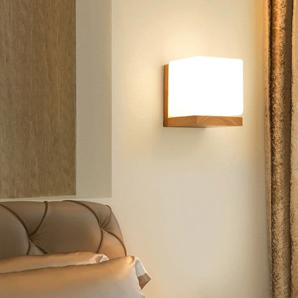 Wall Sconce Decorative Lamp Nordic with Glass Shade Creative Home Indoor Bedside Led Wall light Wood Night Lights Fixtures E27 S260618