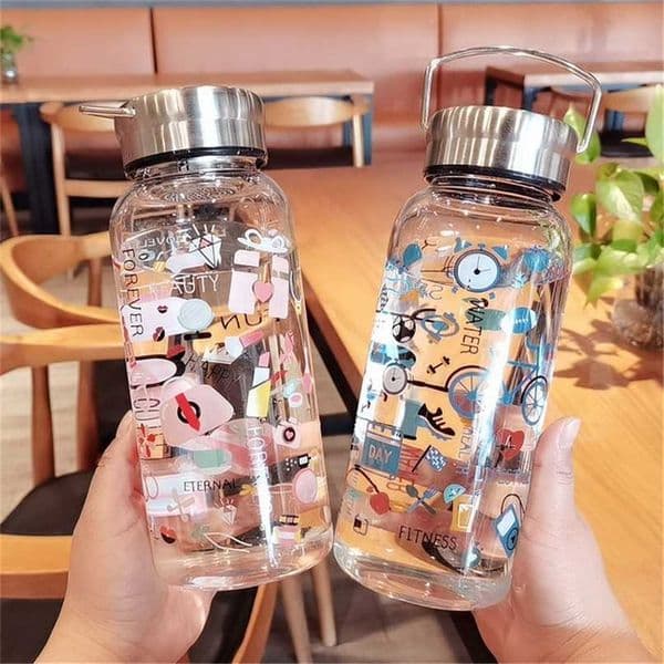 1000ml Big Capacity Glass Water Drinking Bottles For Kid Girls BPA Free Creative Bottle School Travel Mug Coffee Tea Cup 211122 L260521ZDH9