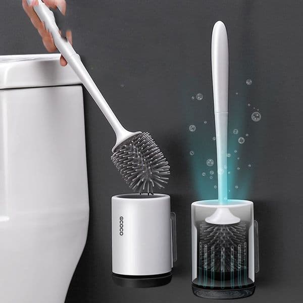 TPR Silicone Toilet Cleaning Brush Floor-standing Wall-mounted Base Brush for Toilet WC Bathroom Accessories Set Household Tool 210329