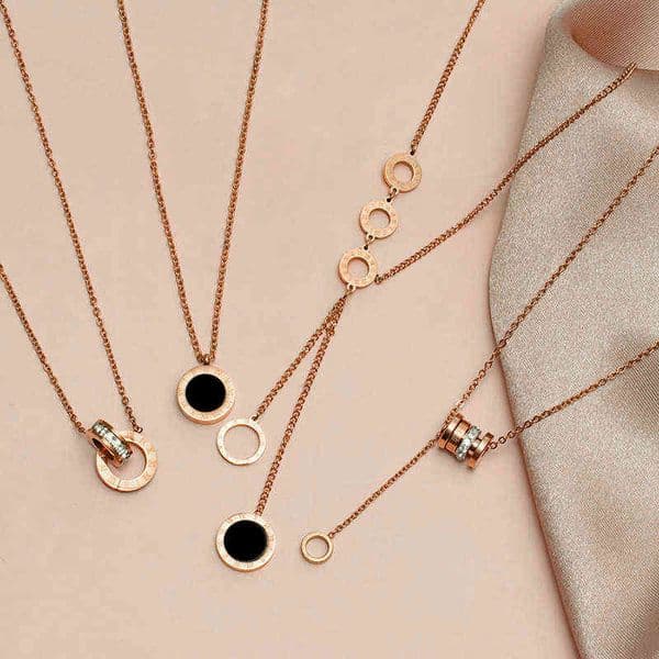 Rose Gold Roman Numeral Hanging Choker Necklace For Women Luxury Party Stainless Steel Pendants Necklace Fashion Jewelry G1206