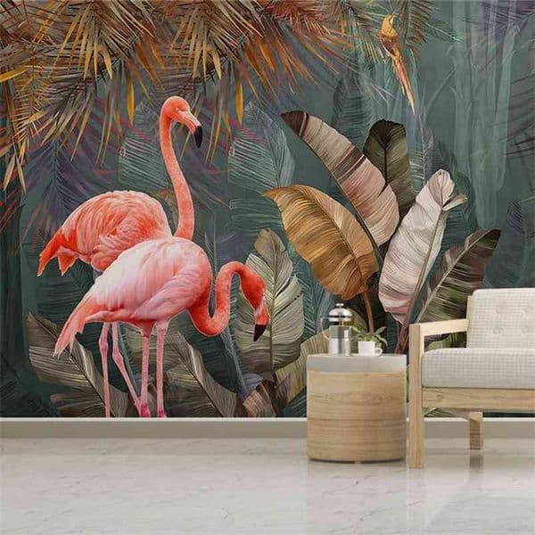 Custom 3D Po Wallpaper Tropical Plant Forest Banana Leaf Flamingo Mural Wallpapers Living Room Bedroom Background Home Decor 210722
