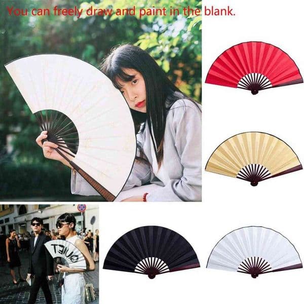 2026 10/13 Inch Hand Silk Cloth Chinese Wooden Bamboo Antiquity Folding Fan DIY Calligraphy Painting Free Shipping