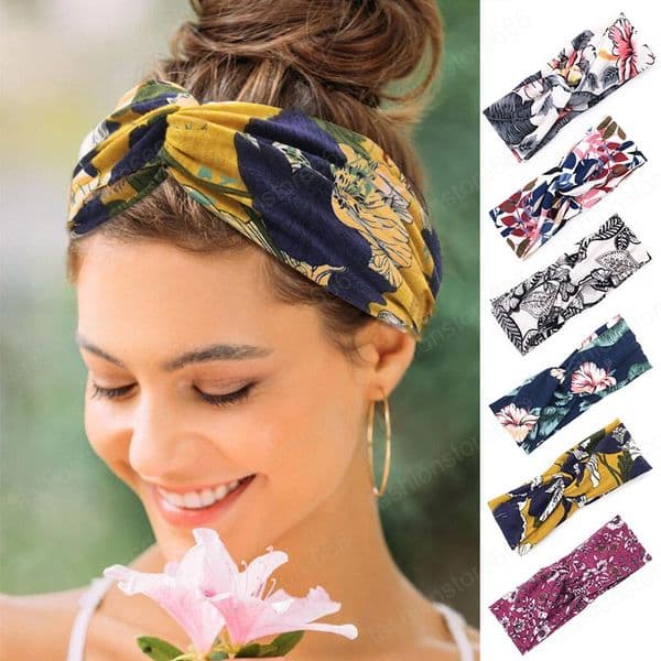 Floral Women Headband Spring Cross Knot Stretch Wide Hair Band For Lady Girls Elastic Turban Hairband Hair Acssories Z260514