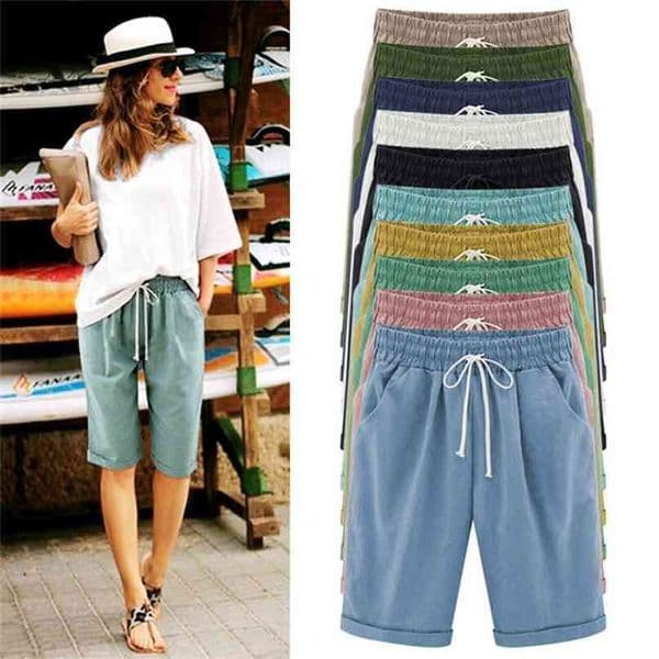 summer shorts for women 10 color women's with high waist cotton/loose short plus size 6XL bottoms 210714