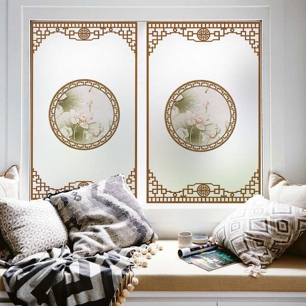 Chinese Style Frosted Matte Window Film Stained Glass Decorative Large The Modern Concise Style Suitable for Living Room Office