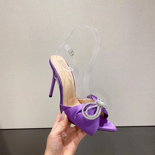 Sandals Summer High Heels Woman Pumps Crystal Bowknot Satin New Fashion Designe Lady Girls Wedding Dress Shoes For Femal 2021