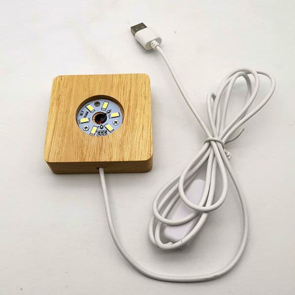 Square Light Resin Mold, led Silicone Molds Resin, Silicones molde With Wooden Lighted Base Stand For Art DIY Night Lights D3.5