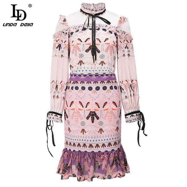 Fashion Runway Autumn Mermaid Skirt Suit Women Stand collar Mesh patchwork Tops and Slim Midi Skirts 2 Pieces Set 210522