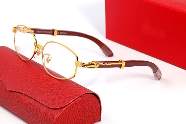 Designer Sunglasses for Men Women Round Oval Buffalo Horn Glasses Full Frame Fashion Mens Brand Carti Sunglass Alloy Wrap Bamboo Wood Eyeglass Man Wooden Eyeglasses