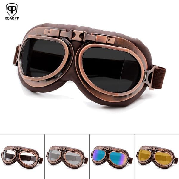 Motorcycle Goggles Classic Goggles Roaopp Glasses Vintage Moto for Pilot Steampunk ATV Bike Copper Helmet