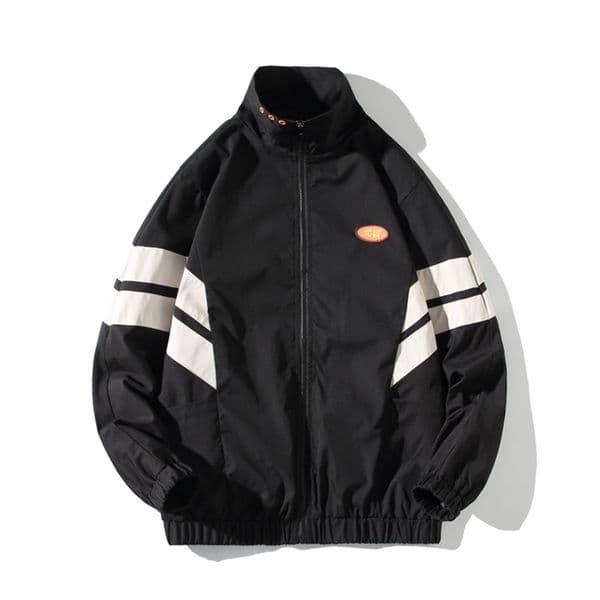 Autumn Winter Men's Jackets Coat Raglan Sleeve Windproof Collar Patchwork Stripe Streetwear Windbreaker Man Clothes 211025