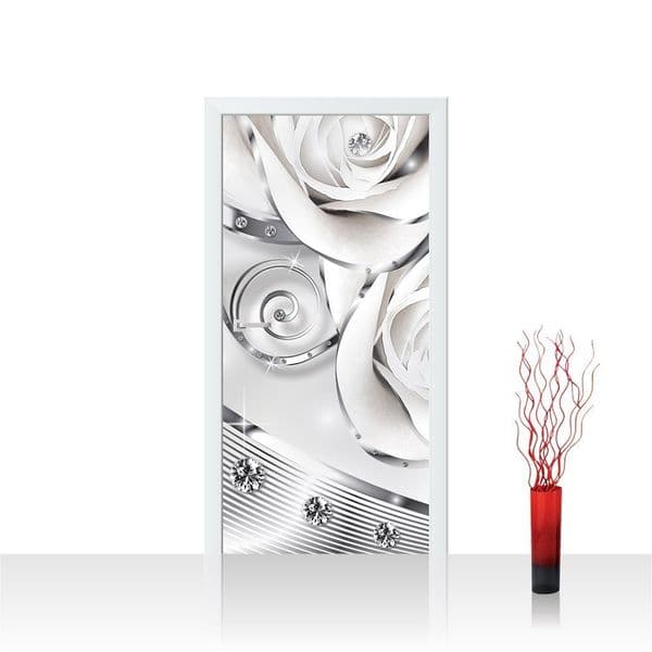 Wallpaper for Doors Line Flower Diamond Stickers on the Door Self-adhesive Diy Art Home Decor Mural Wardrobe Renovation Decal 210317