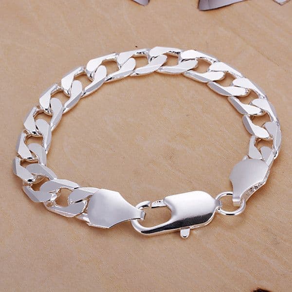 Hot sale best gift 925 silver 10m half sideways bracelet-Men DFMCH262,fashion 925 sterling silver plated Chain link bracelets high grade