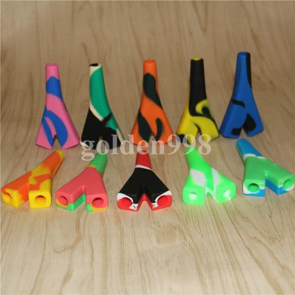 Manufacturer 2 Joints Holder Silicon Pipes Blunt Bubbler Smoking Bubble Pipes Small Hand Pipe silicone water bong nectar