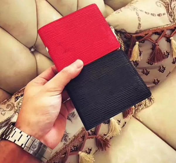 2022 famous designer brand red leather wallet, men women short wallet fashion classic wallet and wallet box