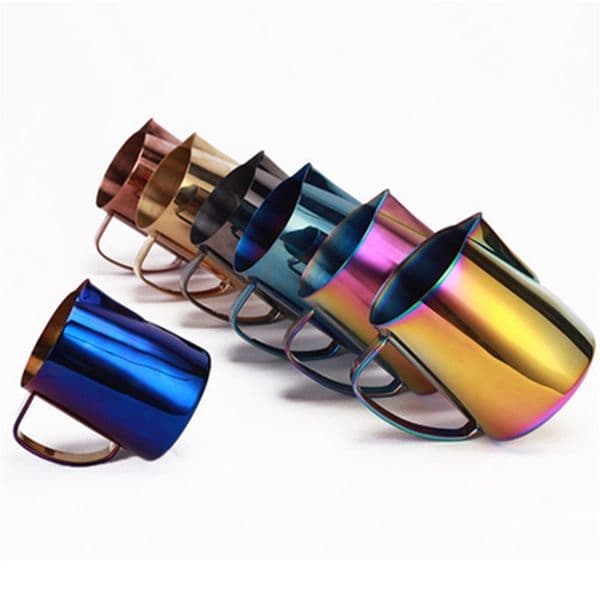 Milk Jug 0.3-0.6L Stainless Steel Frothing Pitcher Coffee Frother Japanese-style Pull Flower Cup Foam Tool 210423