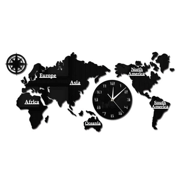 World Map Modern Wall Clock Home Decor Big Silent Non Ticking Watch Office Geography Art Travel Gift Idea 210724XJ250716