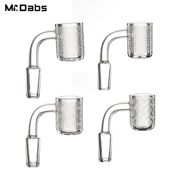 5mm Thick Quartz Banger Smoking Accessories High Qualit with Deep Carving Blast Pattern & Bong Use at Different Sizes (10/14/19 mm)