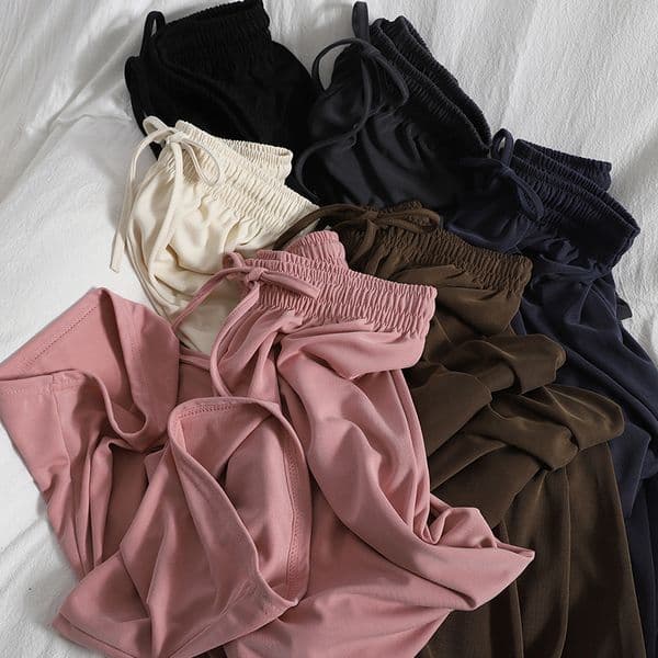 Streetwear Autumn casual pant women trousers Spring high waist loose drawstring elastic wide leg sweat pants 210420