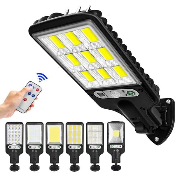 Outdoor Solar Wall Lights COB LED Street Lamp With Remote Control 3 Light Mode Waterproof Motion Sensor Security Lighting for Garden Patio Path Yard