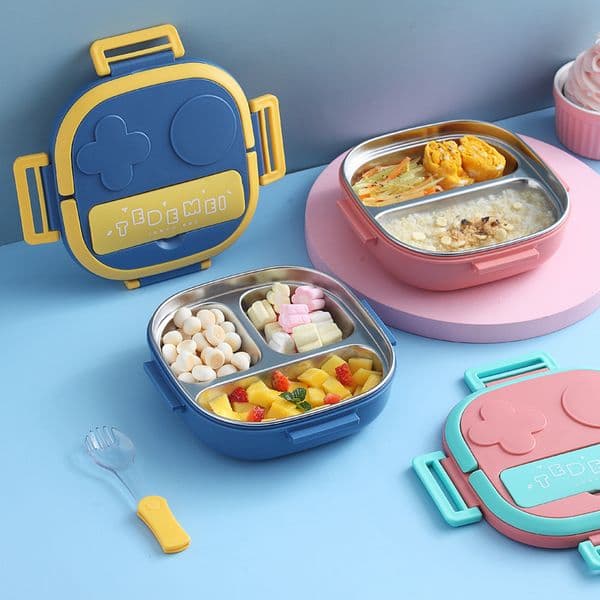 Robot Modeling Lunch Box for Kids School Microwave Stainless Steel 304 Compartment Bento Box Salad Fruit Container Box