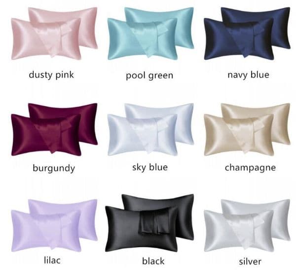 FATAPAESE Solid Satin Skin Care Silk Hair Anti Pillow Case Cover Pillowcase Queen King Full Size