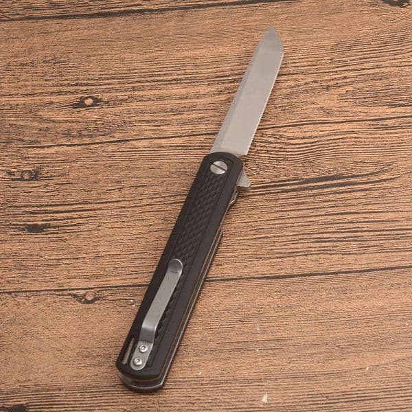 high quality flipper folding knife 5cr13mov satin drop point blade g10 stainless steel sheet folding knife handle ball bearing edc pocket knife