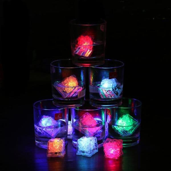 RGB cube lights Ice decor Cubes Flash Liquid Sensor Water Submersible LED Bar Light Up for Club Wedding Party Champagne Tower