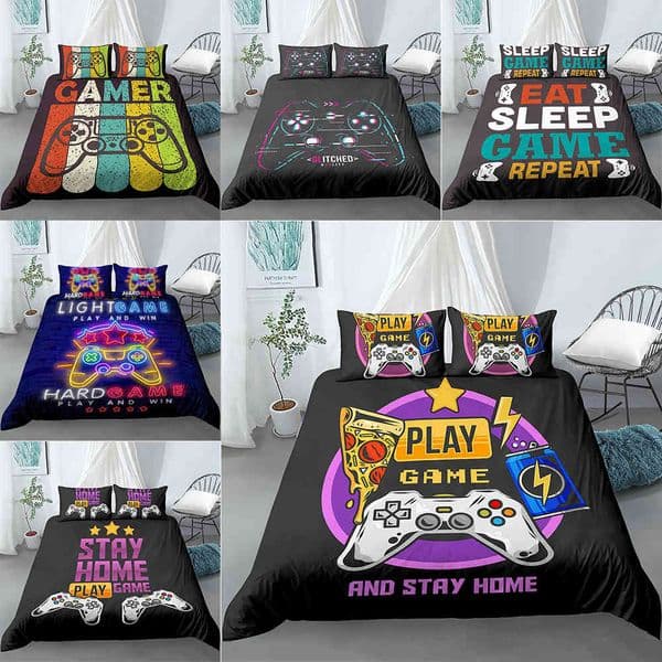 Gamepad Bedding Set for Boys Queen Modern Gamer Comforter Cover Video Game Duvet Cover Kids bedding Set Gamer bedding Set 201120