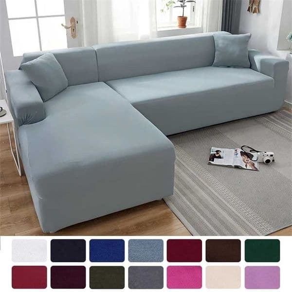 2026 New Sofa Covers For Living Room Elastic Solid Corner Couch Cover L Shaped Chaise Longue Slipcovers Chair Protector 1/2/3/4 Seater 21111