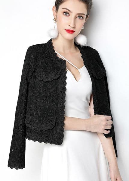New spring Womens fashion long sleeve o-neck lace short jacket coat plus size MLXLXXL3XL4XL