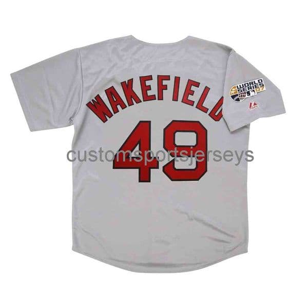 NEW Tim Wakefield 2007 Grey Road World Series Jersey XS-5XL 6XL stitched baseball jerseys Retro