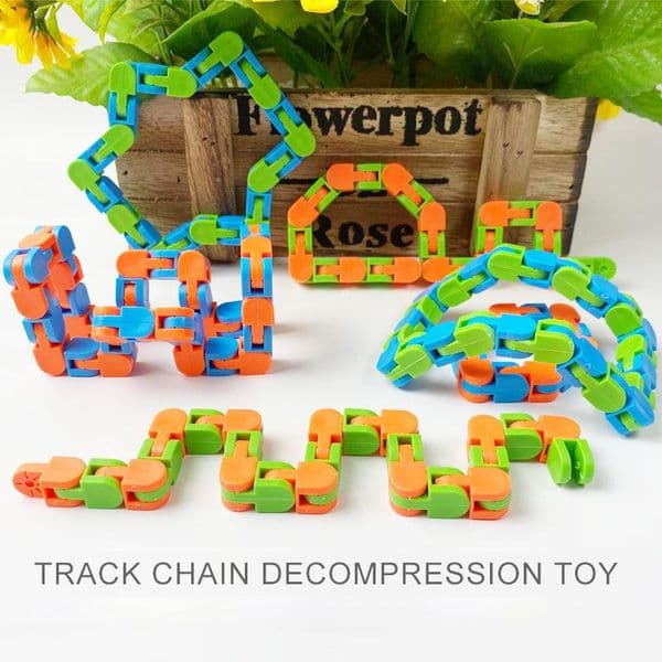 24 Links Wacky Tracks Snake Puzzle Snap And Click Sensory Fidget Toys Anxiety Stress Relief ADHD Needs Educational Party Keeps Fingers Busy 8 Colors