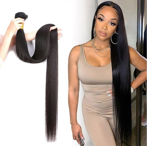 32 34 36 38 40 Inch Brazilian Body Wave Straight Human Weaves Bundles Remy Hair Extensions