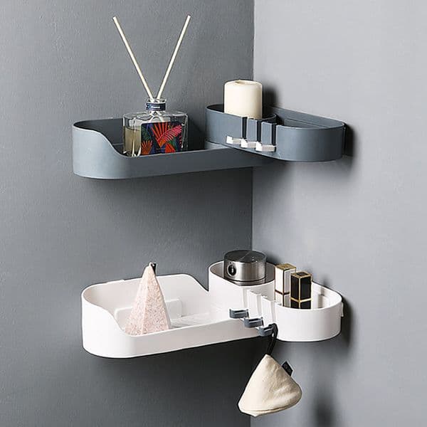 Rotating Storage Rack Toilet Rack Wall-Mounted Bathroom Corner Foldable Storage Shelves Quick Drain Home Bathroom Accessories 210330