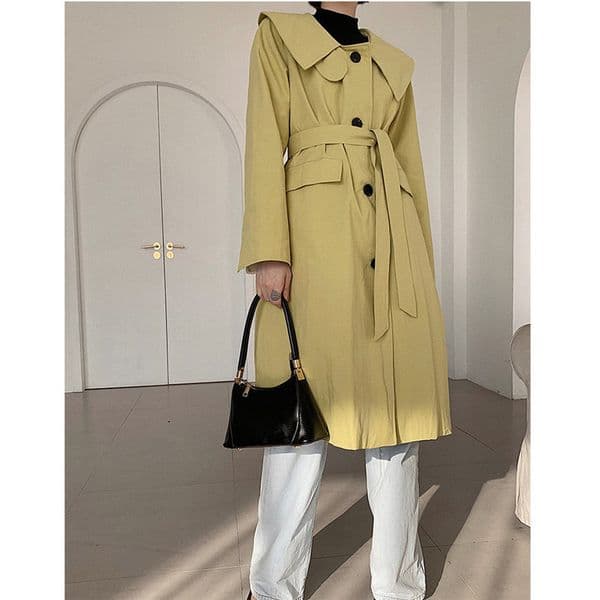 Fashion Trench Autumn Elegant Windbreaker Brief Polka Dot Office Lady Loose High Quality Casual Gentle All-Match Overcoat 210421