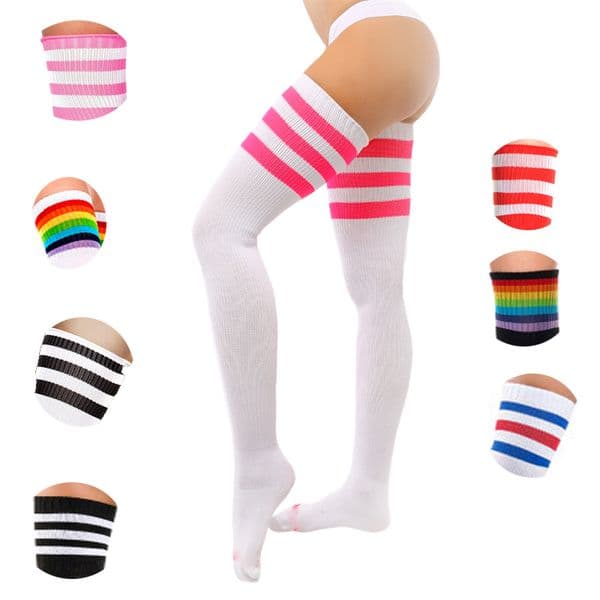 Designs Sexy Women Socks Thigh High Socks Cotton Over Knee Socks Student Japanese Stocking Long Harajuku Hiphop Stripe SW1